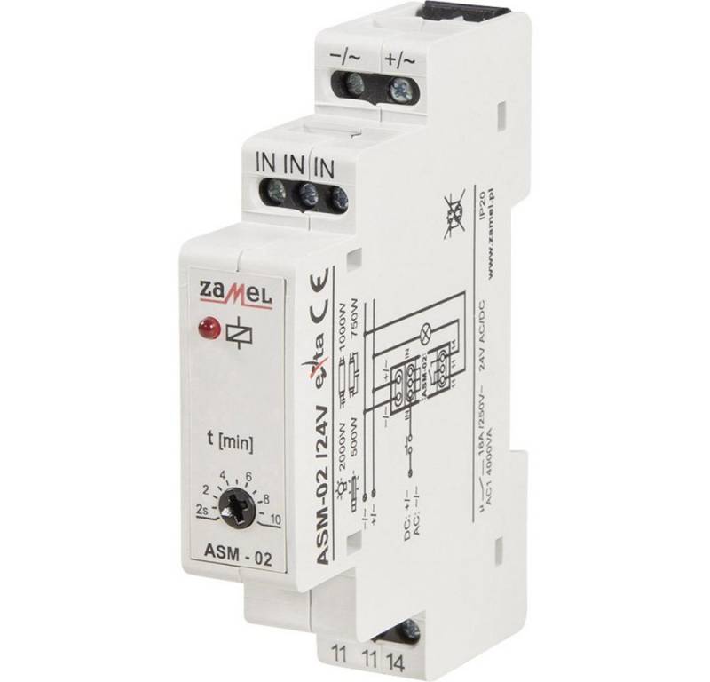 Zamel Lichtschalter Zamel ASM-02/24V Treppenlichtzeitschalter Hutschiene 24 V von Zamel