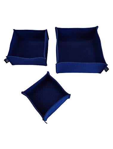 voigt design Filz-Körbchen 3er-Set Piccolo (20 Farben) - Korb - Box - Aufbewahrung - Utensilienkorb - Brotkorb - Obstkorb - Regalkorb - eckig - quadratisch (110 saphirblau) von voigt design