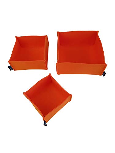 voigt design Filz-Körbchen 3er-Set Piccolo (20 Farben) - Korb - Box - Aufbewahrung - Utensilienkorb - Brotkorb - Obstkorb - Regalkorb - eckig - quadratisch (116 orange) von voigt design