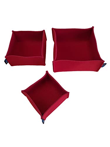 voigt design Filz-Körbchen 3er-Set Piccolo (20 Farben) - Korb - Box - Aufbewahrung - Utensilienkorb - Brotkorb - Obstkorb - Regalkorb - eckig - quadratisch (142 weinrot) von voigt design