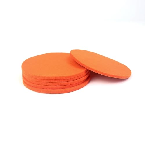 6er Set Untersetzer aus Filz, 3 mm dick, rund D 10 oder rund D 12 cm, 20 Farben, Tisch Sideboard Regal Kommode Blumenvase (116 orange, 6er Set D 12 cm) von voigtdesign