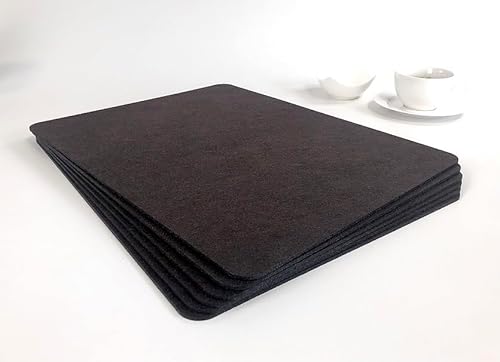 Tischset TAVOLA aus Filz - 6 Platzauflagen 45 x 35 cm - runde oder Spitze Ecken - 4 Farben - Made in Germany (45x35cm, runde Ecken, Dunkelbraun meliert) von voigtdesign