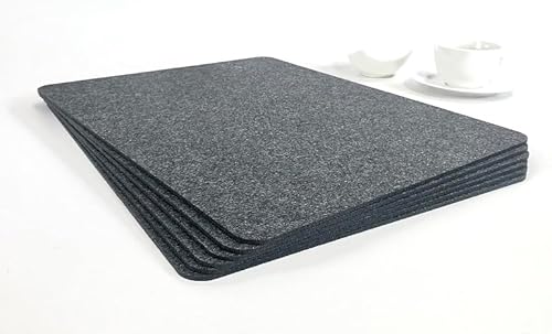 Tischset TAVOLA aus Filz - 6 Platzauflagen 45 x 35 cm - runde oder Spitze Ecken - 4 Farben - Made in Germany (45x35cm, runde Ecken, anthrazit meliert) von voigtdesign