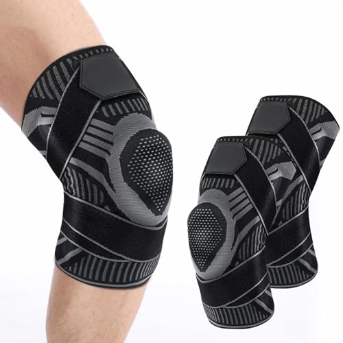 1 Paar Kniebandage für Männer Damen, Norelie AktivLife 2.0, Kniestütze Sport für Herren und Damen, Rutschfeste, Atmungsaktive Unisex Knieorthese für Outdoor Sportarten Oder Kraftübungen (Schwarz, L) von vokkrv