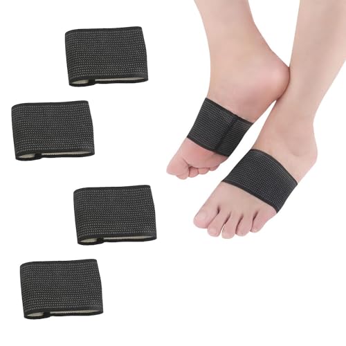 Fußbandage Fußgewölbestütze Bandagen, Kompressions Sport-Bandage Plantarfasziitis Bandage für Schmerzlinderung und wunde Plattfüße Fersensporn Mittelfuß Compression Support Brace, Schwarz (2 Paar, L) von vokkrv