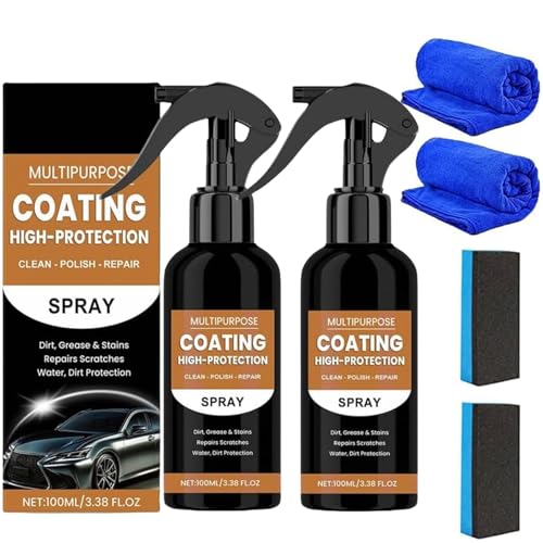 Turbo Shine Nexa 3 In 1 High Protection Quick Car Coating Spray, Nexa Turbo Shine Nano Spray Auto, 3-in-1-Autolack-Schnellspray mit hohem Schutz, Autolack-Schnellwachs-Polierspray gegen Kratzer (2PC) von vokkrv
