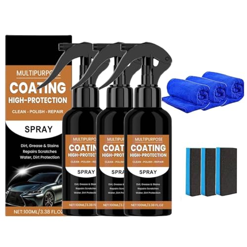 Turbo Shine Nexa 3 In 1 High Protection Quick Car Coating Spray, Nexa Turbo Shine Nano Spray Auto, 3-in-1-Autolack-Schnellspray mit hohem Schutz, Autolack-Schnellwachs-Polierspray gegen Kratzer (3PC) von vokkrv