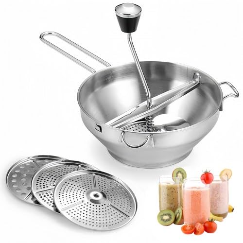 Volumoon Passiergerät Edelstahl, Passiermühle mit 3 Siebeinsatz Lochscheiben, Einfaches Mahlen, Kartoffelpresse Passiersieb, Classic Manuelle Gemüsemühle für Püree, Marmelade, Babynahrung Volumoon Passiergerät Edelstahl, Passiermühle mit 3 Siebeinsatz Lochscheiben, Einfaches Mahlen, Kartoffelpresse Passiersieb, Classic Manuelle Gemüsemühle für Püree, Marmelade, Babynahrung von volumoon
