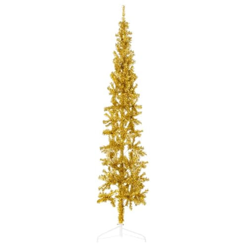 VolumoonL Künstlicher Halb-Weißnachtsbaum mit Ständer Schlank Gold 180 cm VolumoonL Künstlicher Halb-Weißnachtsbaum mit Ständer Schlank Gold 180 cm von volumoon