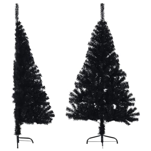 VolumoonL Künstlicher Halb-Weißnachtsbaum mit Ständer Schwarz 120 cm PVC von volumoon