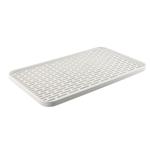volumoon 39x22.5cm Abtropfschale, Abtropfgestell mit Auffangschale, Abtropfmatte aus Kunststoff, Geschirr Abtropfständer, Multifunktionales Drain Board, Abtropfbrett für Tassen Obst Tee Baduntensilien von volumoon