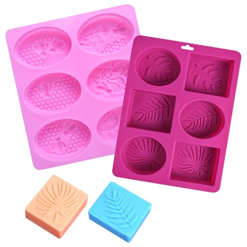 volumoon 6 Hohlräume Silikonform Seifenformen, Oval und Rechteckig Silikon Seifenformen, DIY hausgemachte Seife, für Schokolade Backen Kuchen Eiswürfel (Lila) von volumoon