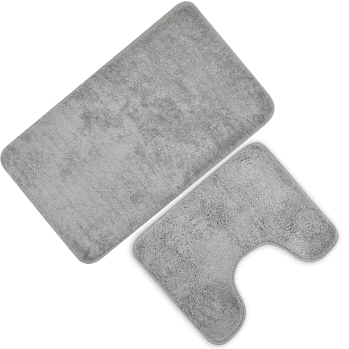 volumoon Badezimmerteppich Set 2 Teilig, Badteppich rutschfest Waschbar,weicher Badezimmerteppich Wasserabsorbierend Badematte,Badteppich Weicher Saugfähige Duschvorleger für Badezimme von volumoon