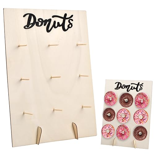 volumoon Donut Wand, Donut Ständer, Holz Donutständer, Donut Halter, Candy Bar Donut Wand, Donuts Rack, 9 Löcher Donut Display Ständer, Donut Dekoration für Hochzeiten Geburtstage Jubiläen (30x40 cm) von volumoon