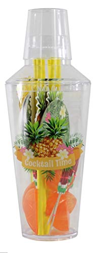 Cocktailset 31 teilig Cocktail Shaker Set Flamingo und Ananas Design Shaker Wiederverwendbare Eiswürfel Papierstrohhalme Stäbchen Schirmchen Untersetzer Barzubehör Mixen Shaken (Ananas) von vom Pullach Hof