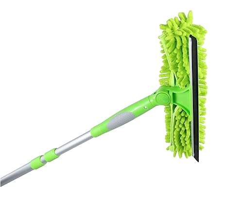 Fensterwischer 4 Meter Aluminiumstange Teleskop Fensterreiniger mit Chenille Schwamm Bezug abnehmbar waschbar für Fenster Dachfenster Wintergarten Wohnmobil Photovoltaik von vom Pullach Hof