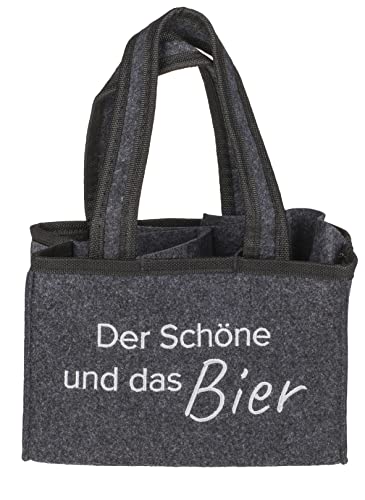 Flaschentasche Biertasche Männertasche INKLUSIVE 1x FLASCHENÖFFNER MEDAILLE Flaschenträger Filz 6 Flaschen Grau verschiedene Sprüche auswählbar (Schöne und das...inkl. Flaschenöffner Medaille) von vom Pullach Hof