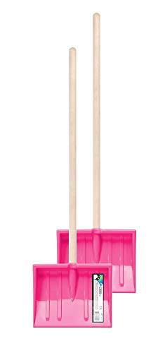 Kinder Schneeschaufel 2er Set Schaufel Kinderschaufel BOBO Schneeschieber mit Holz Stiel nd 250 mm Breiten Kunststoff Schild Gesamtlänge 84 cm (2 x Pink) von vom Pullach Hof