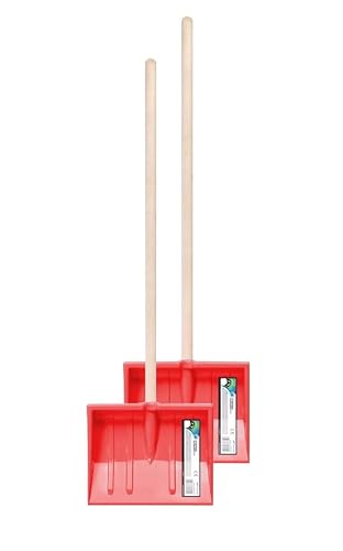 Kinder Schneeschaufel 2er Set Schaufel Kinderschaufel BOBO Schneeschieber mit Holz Stiel nd 250 mm Breiten Kunststoff Schild Gesamtlänge 84 cm (2 x Rot) von vom Pullach Hof