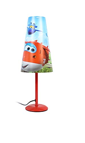 vom Pullach Hof Kinder Tischlampe Nachttisch Lampe in verschieden Motiven zur Auswahl mit Kippschalter sowie 1,50m Kabellänge und Metallstandfuß (Super Wings II) von vom Pullach Hof