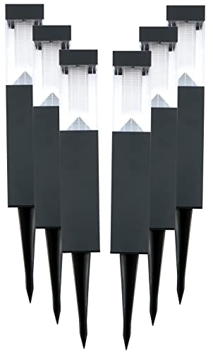 Solarlampe viereckig 1er Set 2er Set weiß Garten 3 Stück oder 6 Stück Outdoor Solar 6-8 Stunden Brenndauer Deko Balkon Gartenleuchten Ein/Aus Schalter (6 Stück) von vom Pullach Hof