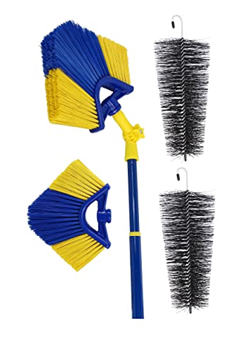 vom Pullach Hof Eckbesen mit 4 Meter Teleskopstange auswaschbarer Besenkopf wählbar mit Filter für Dachrinnenfallrohr (mit 2X Filter + 1x Ersatzbesenkopf) von vom Pullach Hof
