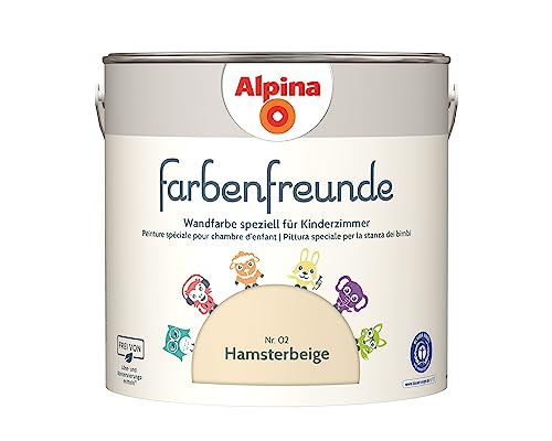 Alpina Farbenfreunde – Nr. 02 Hamsterbeige – Wandfarben speziell für Kinderzimmer – frei von konservierungs- und lösemittelfrei – für ein gesundes und behagliches Raumklima – 2,5L von Alpina