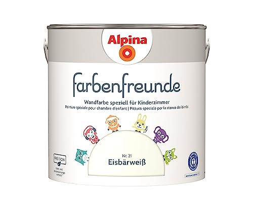 Alpina Farbenfreunde – Nr. 21 Eisbärweiß – Wandfarben speziell für Kinderzimmer – frei von konservierungs- und lösemittelfrei – für ein gesundes und behagliches Raumklima – 2,5L von Alpina