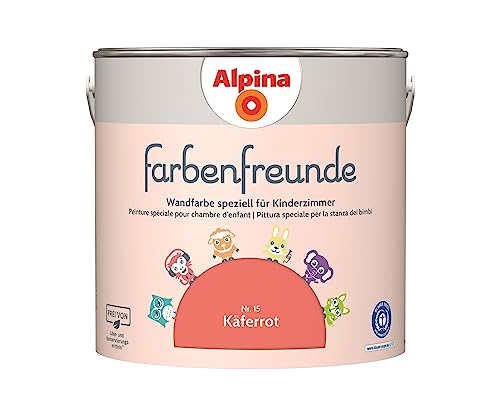 Alpina Farbenfreunde – Nr. 15 Käferrot – Wandfarben speziell für Kinderzimmer – frei von konservierungs- und lösemittelfrei – für ein gesundes und behagliches Raumklima – 2,5L von Alpina