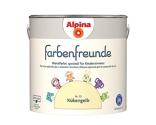 Alpina Farbenfreunde – Nr. 23 Kükengelb – Wandfarben speziell für Kinderzimmer – frei von konservierungs- und lösemittelfrei – für ein gesundes und behagliches Raumklima – 2,5L von Alpina