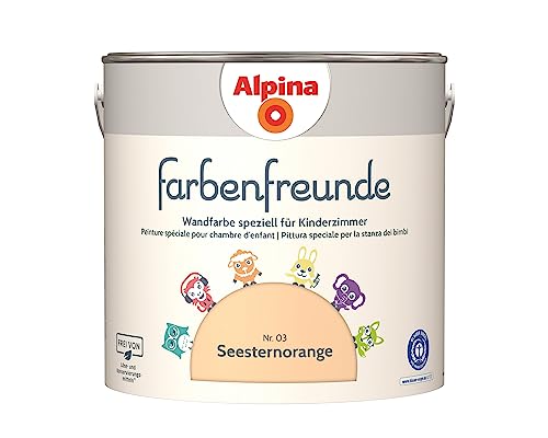 Alpina Farbenfreunde – Nr. 03 Seesternorange – Wandfarben speziell für Kinderzimmer – frei von konservierungs- und lösemittelfrei – für ein gesundes und behagliches Raumklima – 2,5L von Alpina