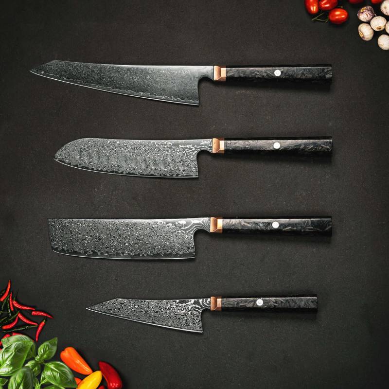 Asiatisches Damast Messerset Suisen – 4-teilig aus VG10-Kernstahl, einzeln verpackt von von Deines & Wolf®