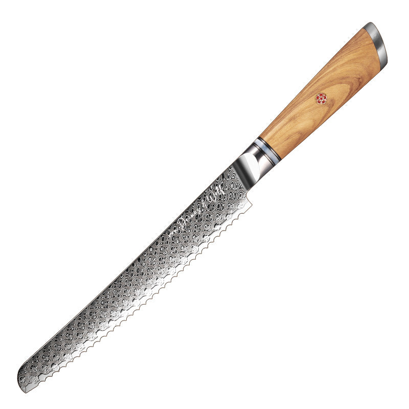 Brotmesser  – Damaststahl VG10 – Olivenholzgriff – Hochpräzise Klinge von von Deines & Wolf®