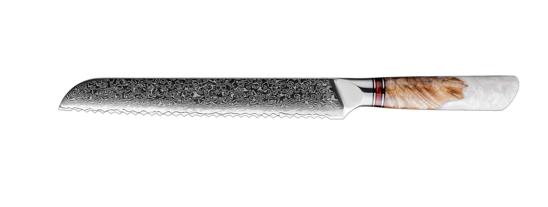 Brotmesser Damaststahl VG10 mit Resin-Griff | Handgeschliffen & Geschenkbox von von Deines & Wolf®
