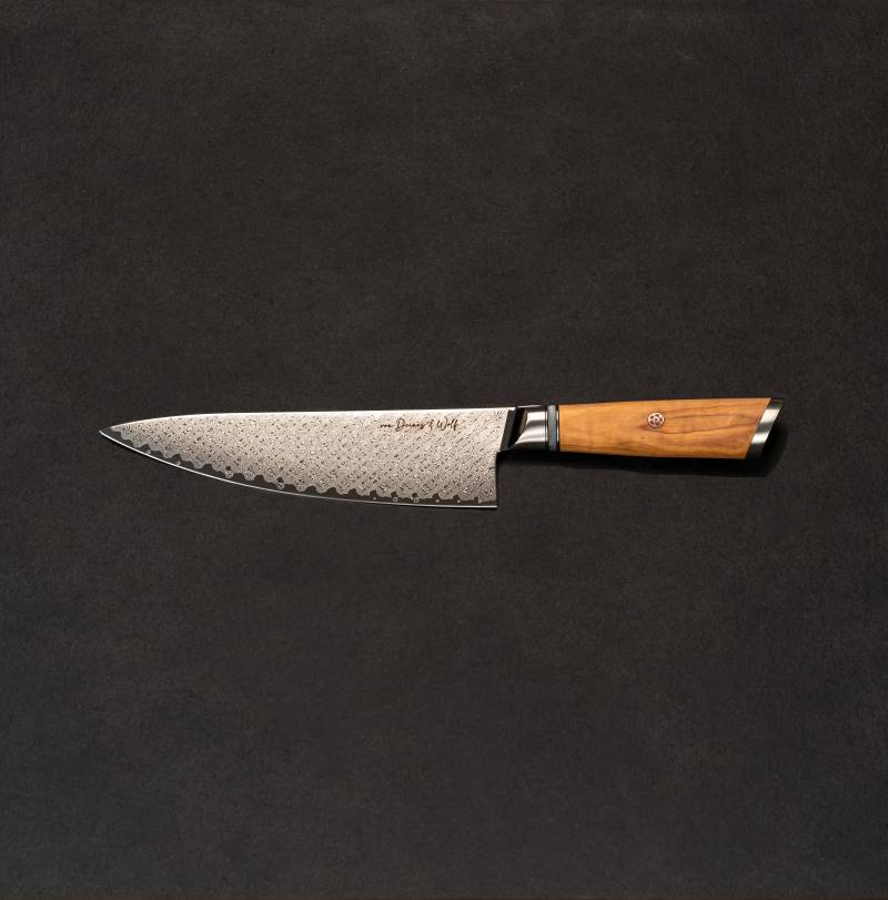 Chefmesser  – Damaststahl VG10 – Olivenholzgriff – Hochpräzise Klinge von von Deines & Wolf®