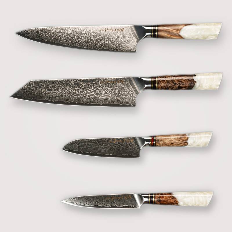 Messerset 4-teilig "Resin"– Damaststahl VG10 – ergonomischer Griff – inkl. Geschenkbox – scharf, langlebig & ideal als hochwertiges Geschenk von von Deines & Wolf®