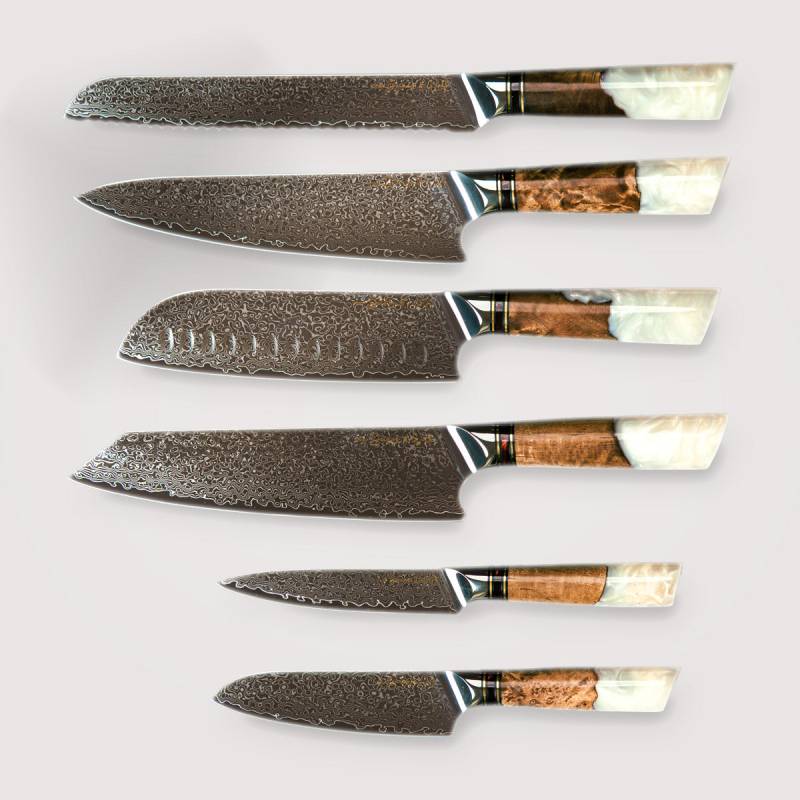 Messerset 4-teilig "Resin"– Damaststahl VG10 – ergonomischer Griff – inkl. Geschenkbox – scharf, langlebig & ideal als hochwertiges Geschenk von von Deines & Wolf®