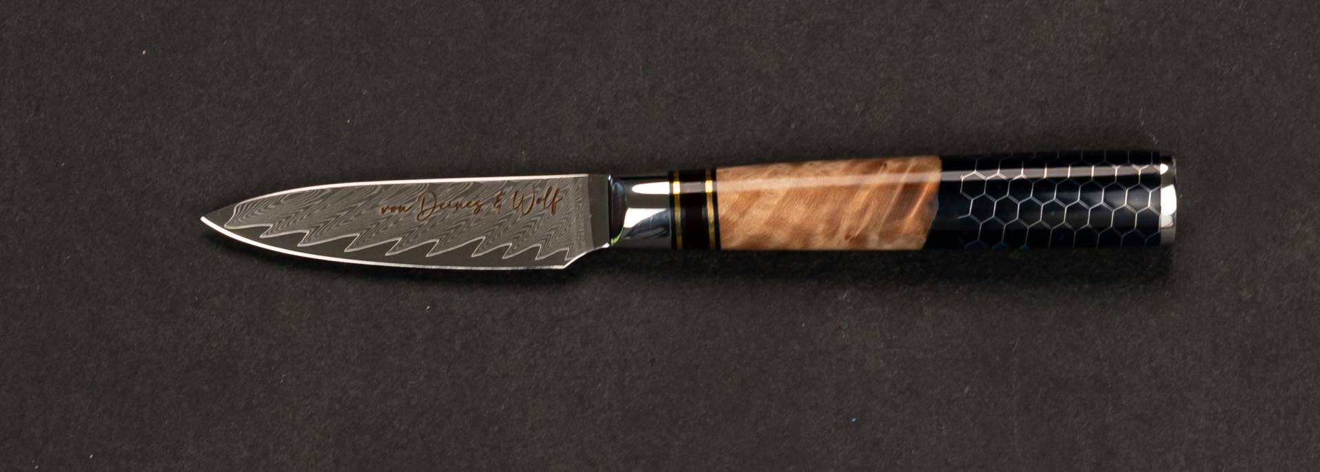 Pettymesser | Schälmesser | Officemesser aus Damaststahl 13 cm – Honey Serie von "von Deines & Wolf®" von von Deines & Wolf®