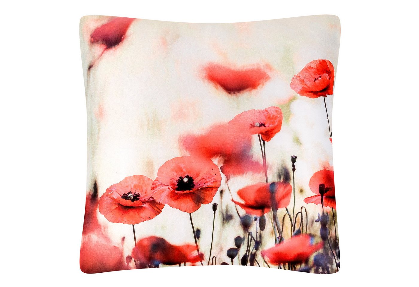 von Lilienfeld Dekokissen Kissen Mohnblumen Blüten 40 x 40 cm Motiv beidseitig bedruckt, beidseitig bedruckt von von Lilienfeld