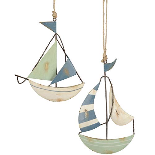 Segelboot zum Hängen Dekoboot 2er Set Boot 18 cm blau weiß Sommerdeko Segelboot zum Hängen Dekoboot 2er Set Boot 18 cm blau weiß Sommerdeko von vonHermine