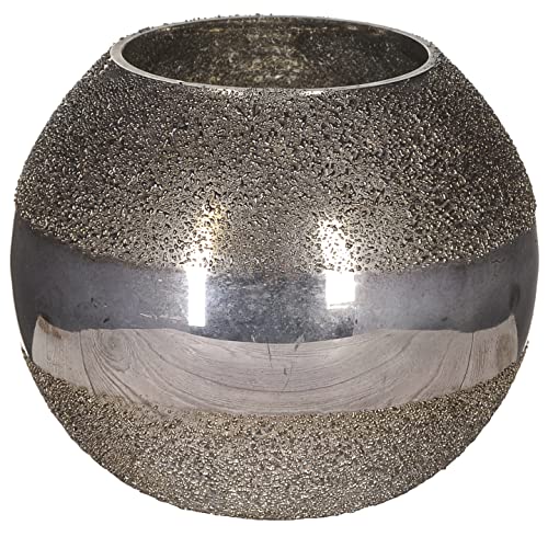 rundes Windlicht Teelichthalter Kugel grau Gold Ø 19 x 15 cm besondere Coole Oberfläche von vonHermine