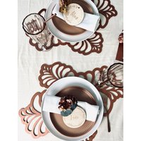 Blätter Platzset, Tischset Aus Holz in Bronze von vonMiaShop