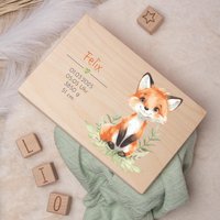 Erinnerungsbox Baby/Erinnerungskiste Zur Geburt Mit Fuchs, Geschenk Taufe Oder Geburt, Kiste Name Und Geburtsdaten Fuchs von vonMiaShop