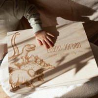 Erinnerungsbox Dino/Erinnerungskiste Zur Geburt, Geschenk Taufe Oder Kiste Mit Name Und Geburtsdaten Dinosauriern von vonMiaShop