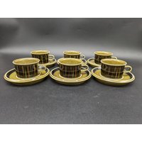 Arabia Kosmos Mokka Service Set Für 6 Personen Keramik Finland Mid Century Pottery Design 60S 60Er Vintage Vtg von vonboege