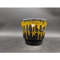 Fohr Blumentopf Übertopf Planter Cachepot 16, 3cm Ø Keramik Ceramic Gelb Schwarz Fat Lava West German Pottery Design 70S 70Er Vintage Vtg Wgp von vonboege