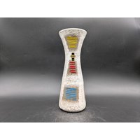 Jasba 602/27 Vase Keramik Ceramic Grau Blau Gelb Rot West German Pottery Design 60S 60Er 70S 70Er Vintage Fat Lava Era von vonboege