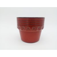 Jasba N077 22 14 Übertopf Planter Cachepot Keramik Ceramics Rot West German Pottery Design 60S 60Er 70S 70Er Wgp Vintage von vonboege