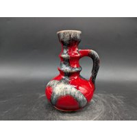 Jopeko 7201 15 Vase Keramik Ceramic Rot Grau West German Pottery Fat Lava Era Design 70S 70Er Vintage Wgp von vonboege