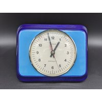 Kienzle Chronoquartz Uhr Wanduhr Clock Keramik Blau Blue West German Pottery Pop Art Design 70S 70Er Vintage Vtg von vonboege